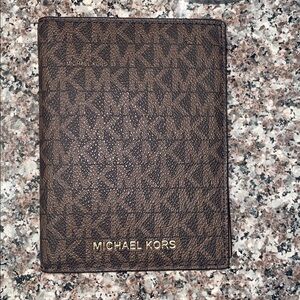 Michael Kors Dark Brown Monogram Card Holder/Passport Holder
